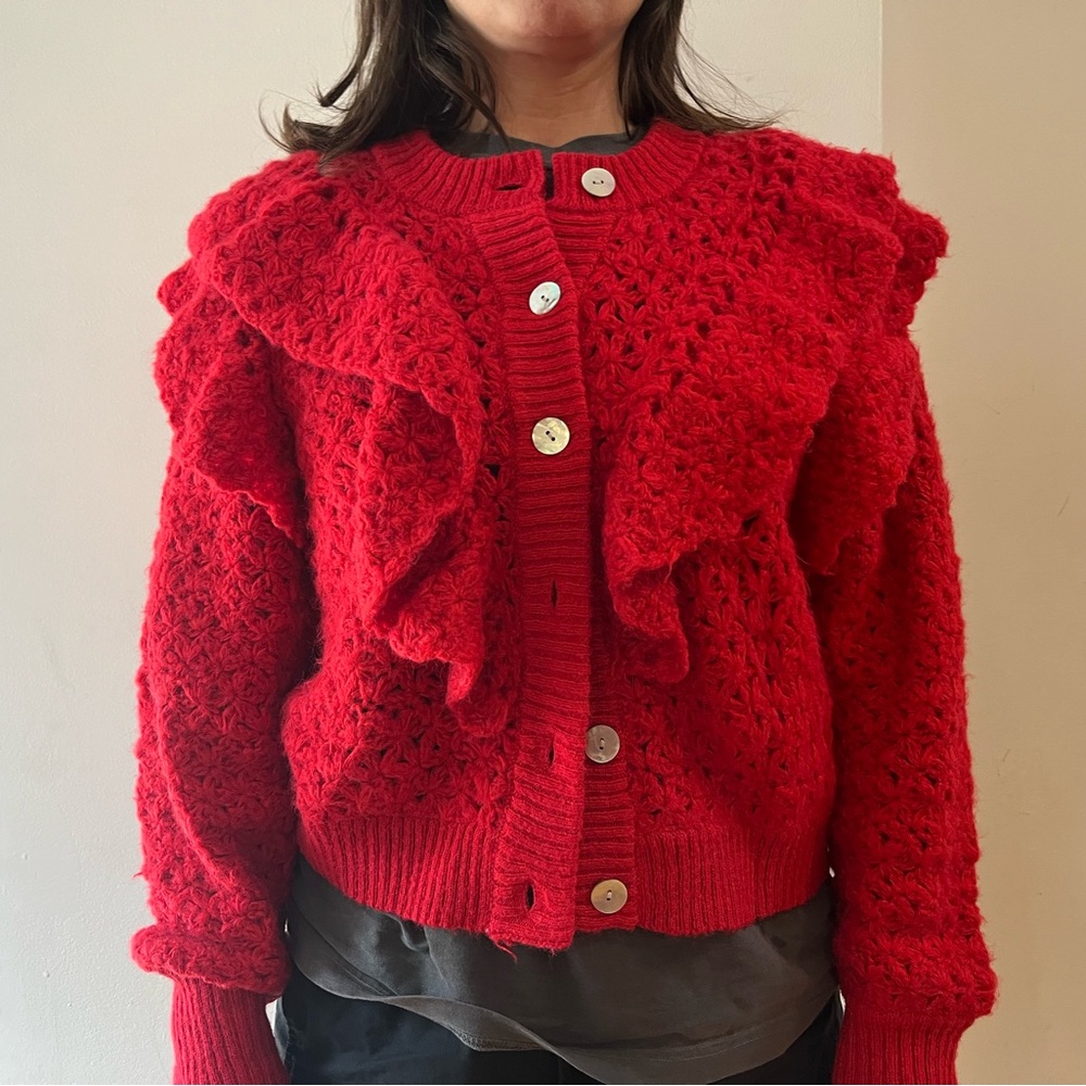 Farm Rio Red Ruffle Cardigan - Picture 10 of 12